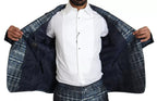 Blue Silver Shiny 2 Piece Slim GOLD Suit