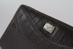 Brown Exotic Leather Zip Around Continental Clutch Wallet