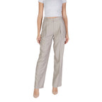 Gray Polyester Casual Pants