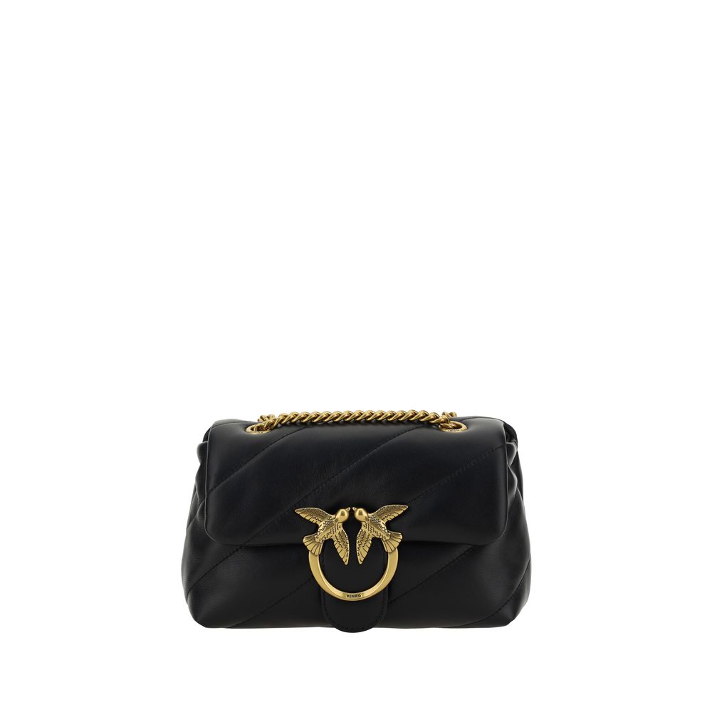 Schultertasche aus schwarzem Kalbsleder