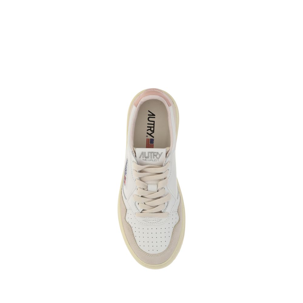 Weiße Low-Top-Sneaker aus Leder