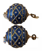 Vergoldete Messing Blaue Weihnachtsbaumkugel Kristall Haken Schmuck Ohrringe