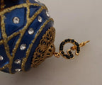 Vergoldete Messing Blaue Weihnachtsbaumkugel Kristall Haken Schmuck Ohrringe