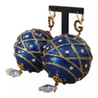 Vergoldete Messing Blaue Weihnachtsbaumkugel Kristall Haken Schmuck Ohrringe