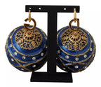 Vergoldete Messing Blaue Weihnachtsbaumkugel Kristall Haken Schmuck Ohrringe