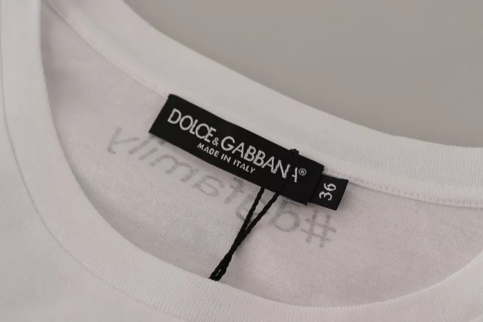 White #DGFamily Patch Top T-Shirt aus Baumwolle