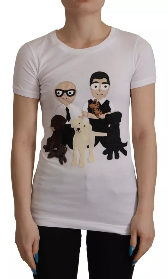 White #DGFamily Patch Top T-Shirt aus Baumwolle