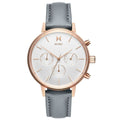 Gray Leather Dress Watch