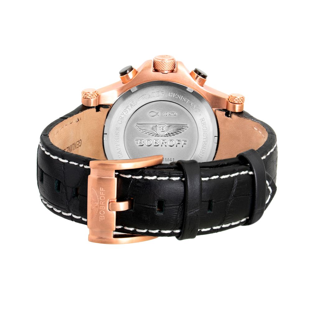 Schwarze Leder-Armbanduhr