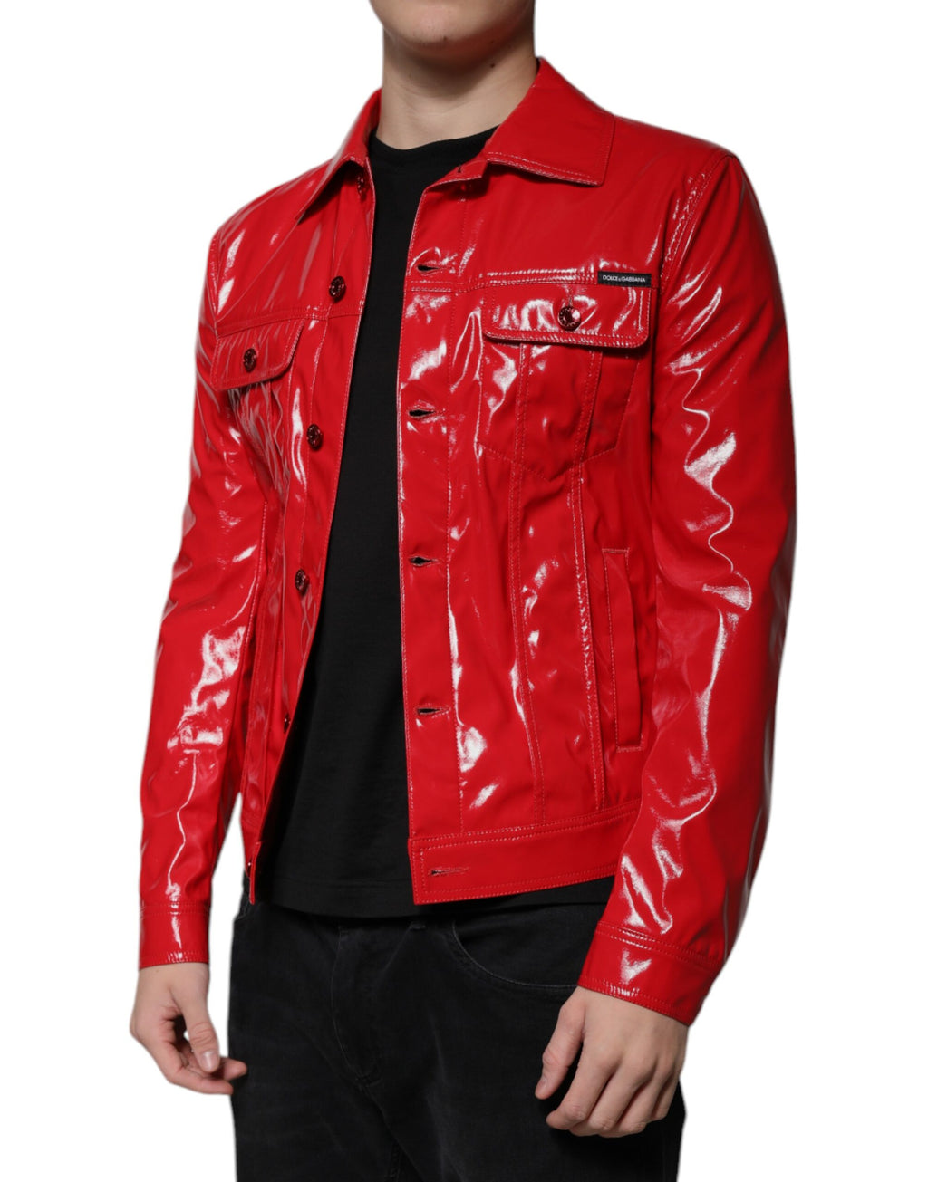 Rote Polyester-Hemdjacke mit Kragen