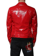 Rote Polyester-Hemdjacke mit Kragen