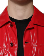 Rote Polyester-Hemdjacke mit Kragen