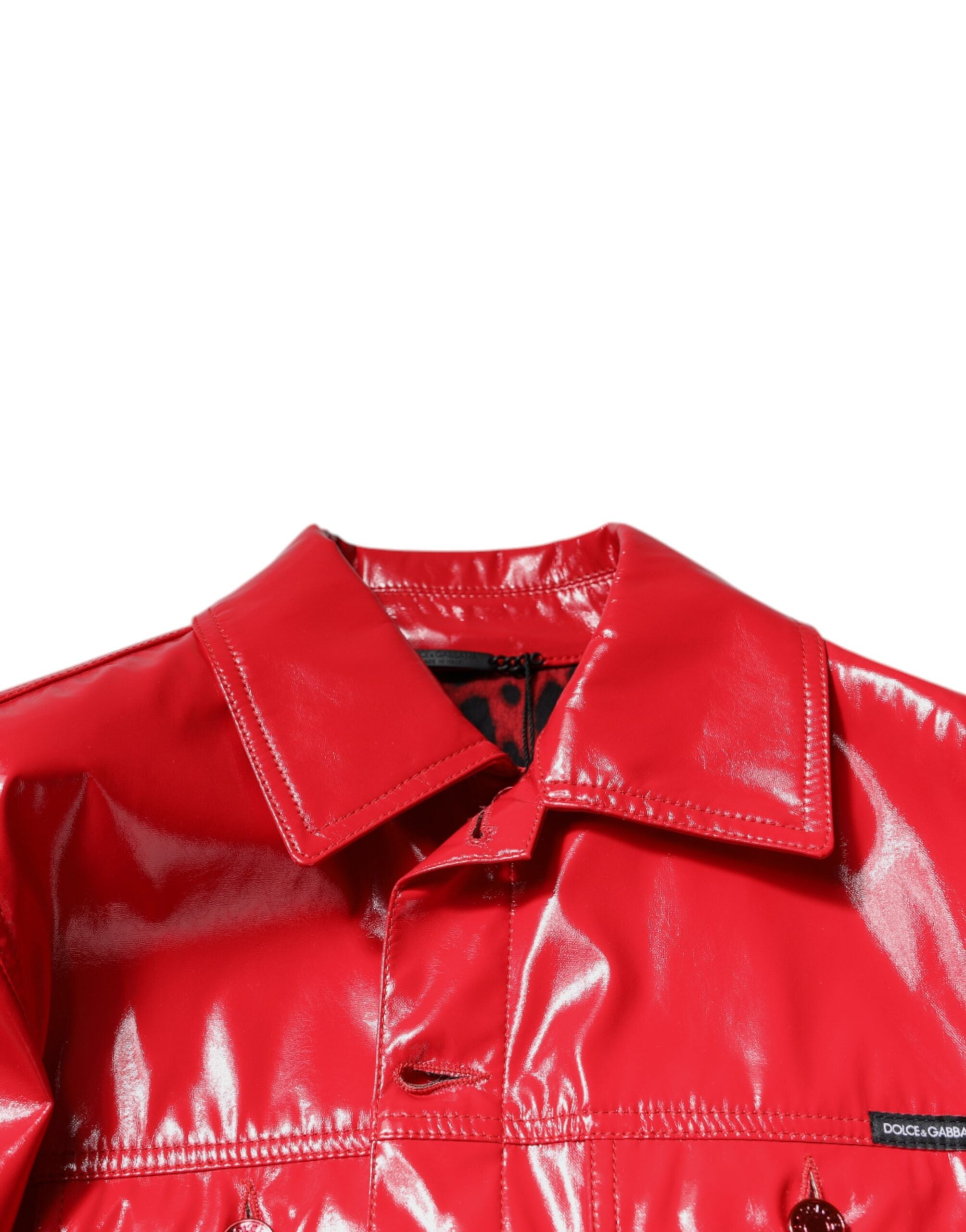 Rote Polyester-Hemdjacke mit Kragen