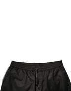Schwarze Polyester-Jersey-Mid-Waist-Shorts