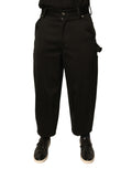 Schwarze Cropped Hose aus Baumwolle mit mittlerer Bundhöhe