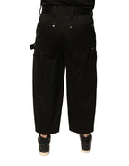 Schwarze Cropped Hose aus Baumwolle mit mittlerer Bundhöhe