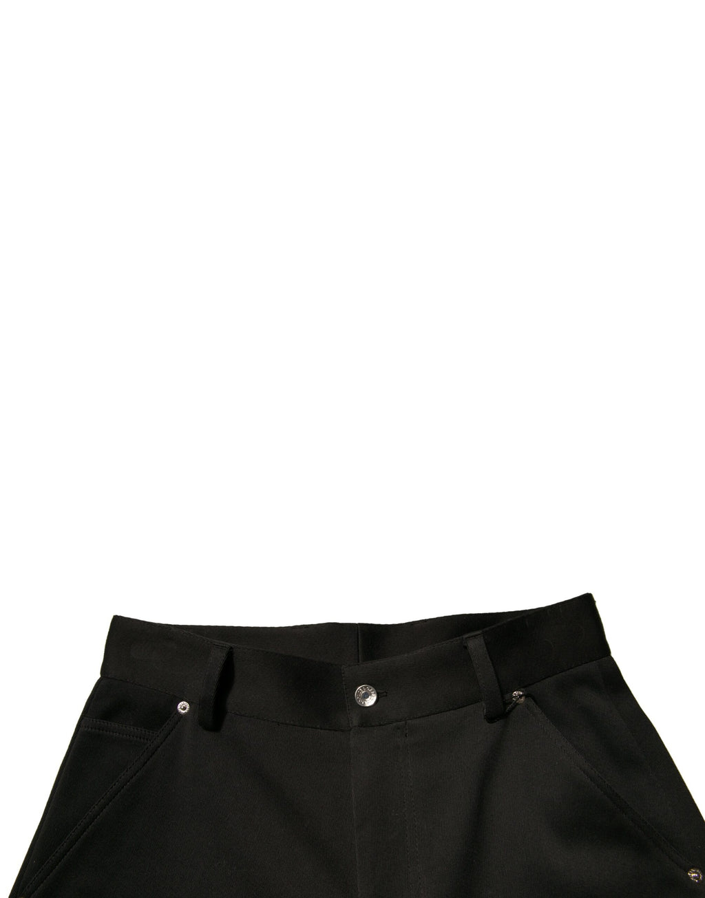 Schwarze Cropped Hose aus Baumwolle mit mittlerer Bundhöhe