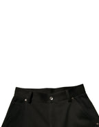 Schwarze Cropped Hose aus Baumwolle mit mittlerer Bundhöhe