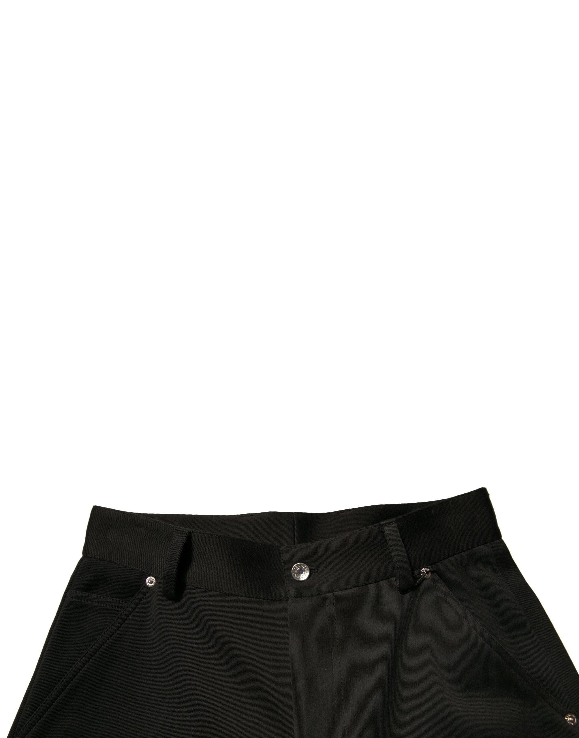 Schwarze Cropped Hose aus Baumwolle mit mittlerer Bundhöhe