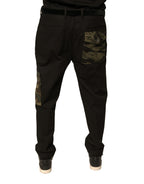 Black Cotton Men Cargo Casual Pants