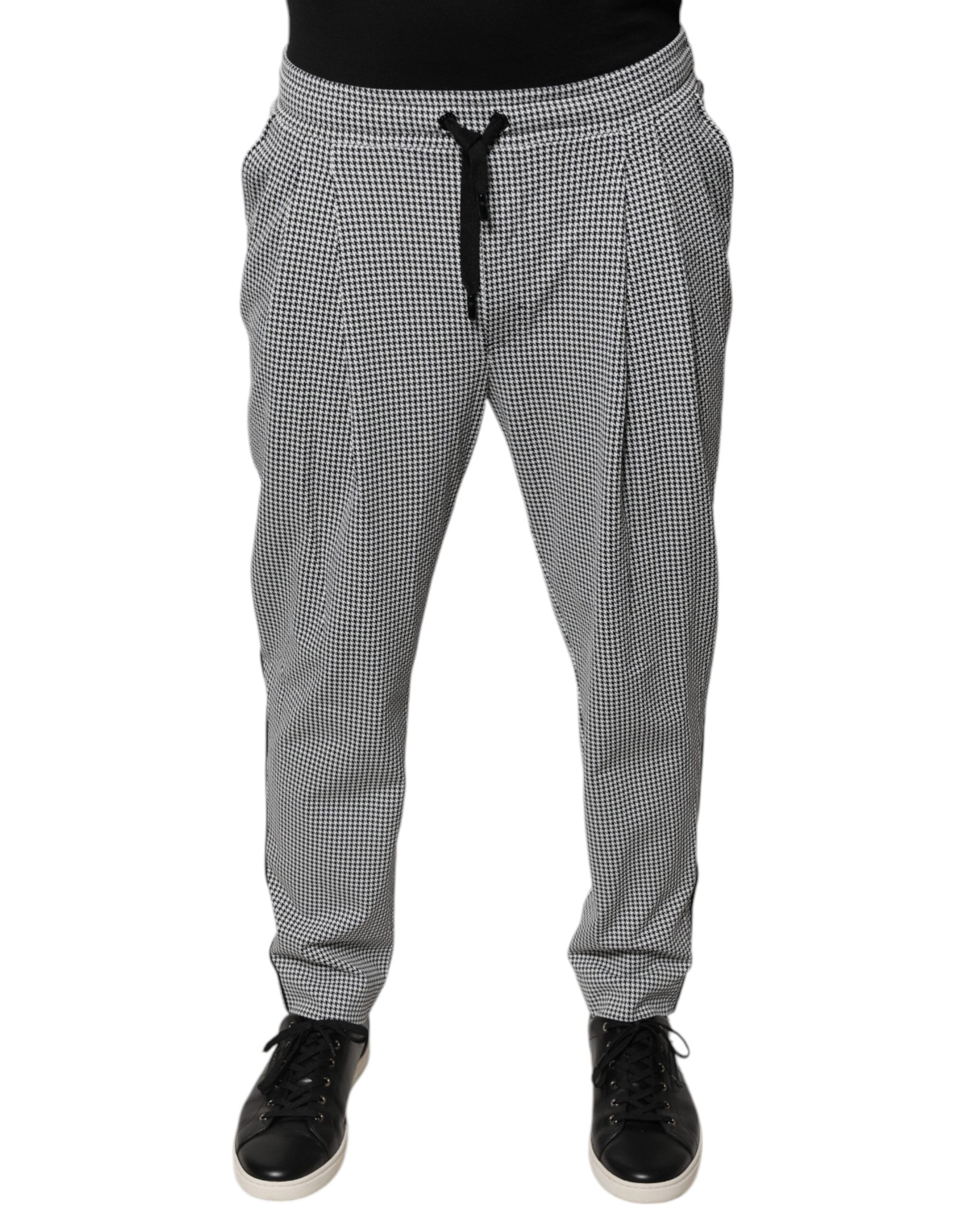 Schwarze und weiße Hahnentritt-Röhrenhose
