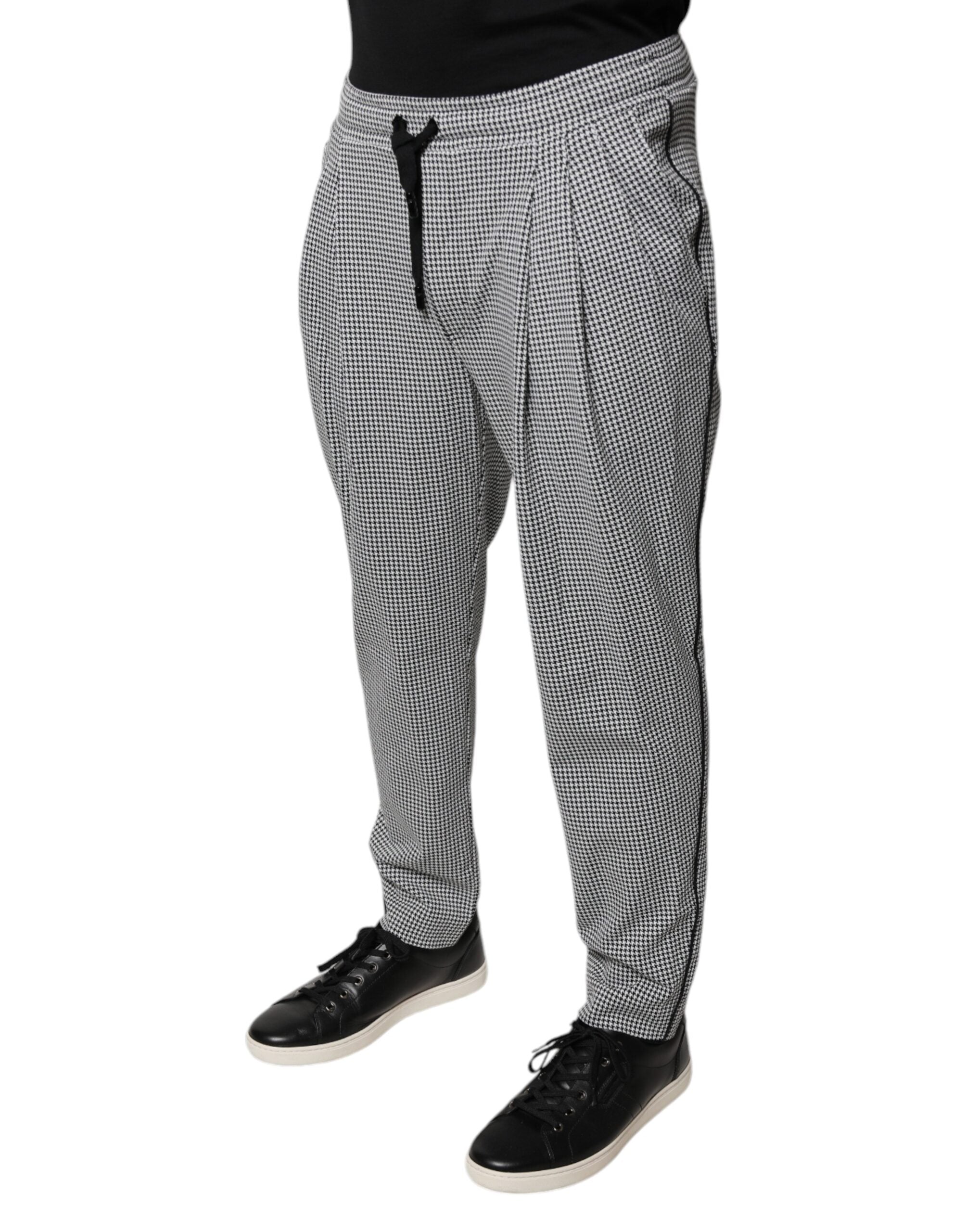 Schwarze und weiße Hahnentritt-Röhrenhose