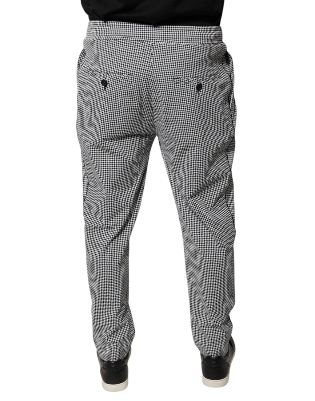 Schwarze und weiße Hahnentritt-Röhrenhose