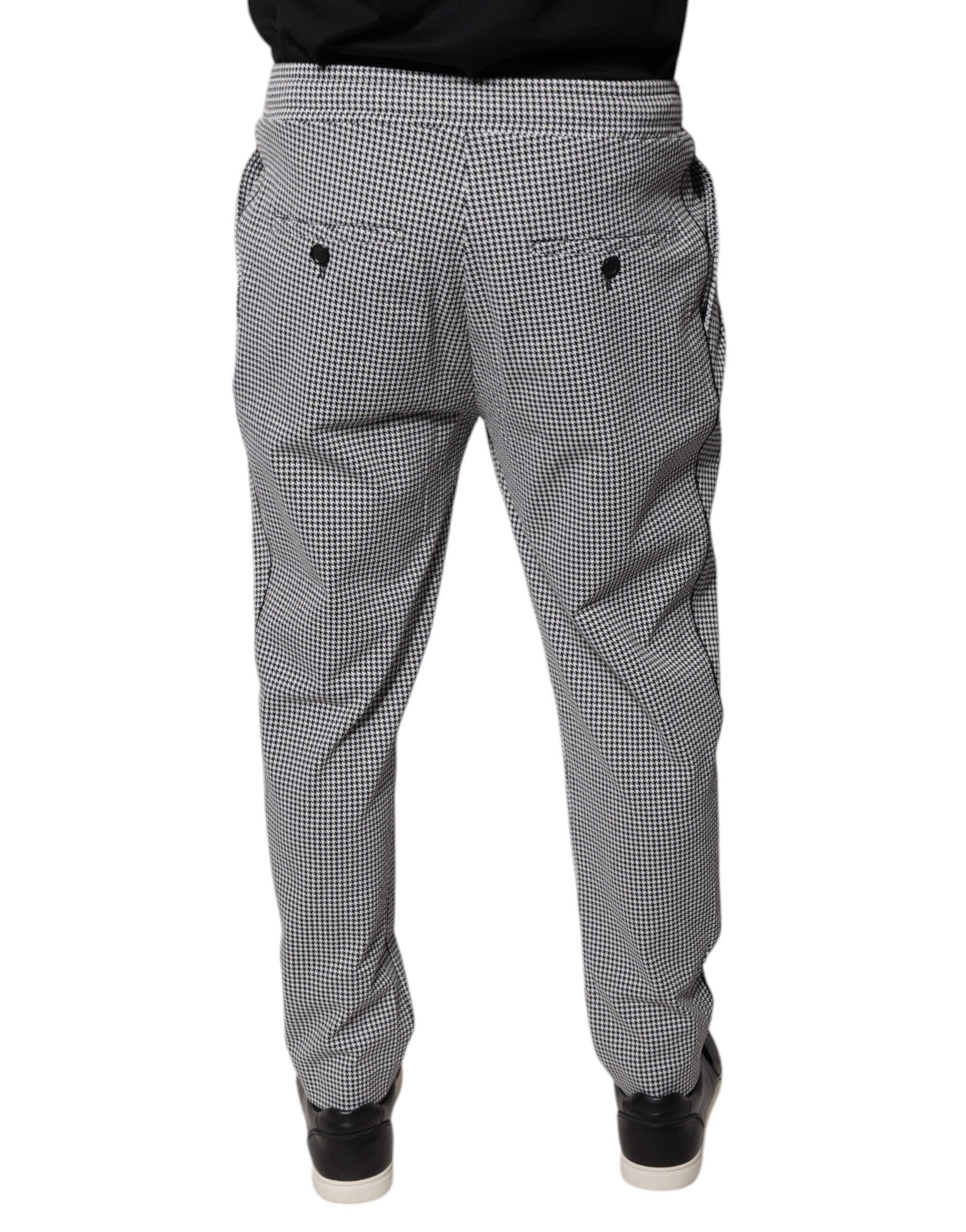 Schwarze und weiße Hahnentritt-Röhrenhose