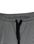 Schwarze und weiße Hahnentritt-Röhrenhose