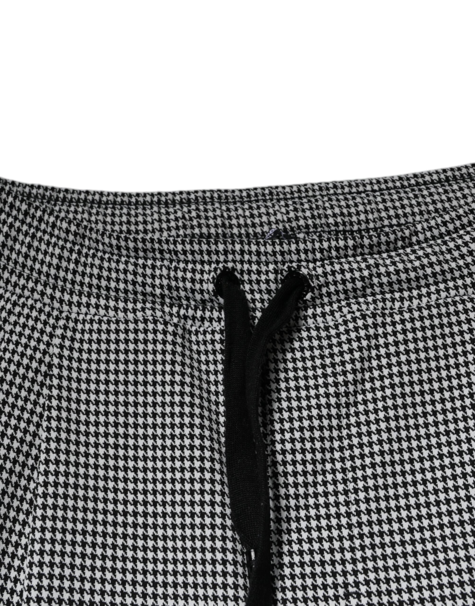 Schwarze und weiße Hahnentritt-Röhrenhose