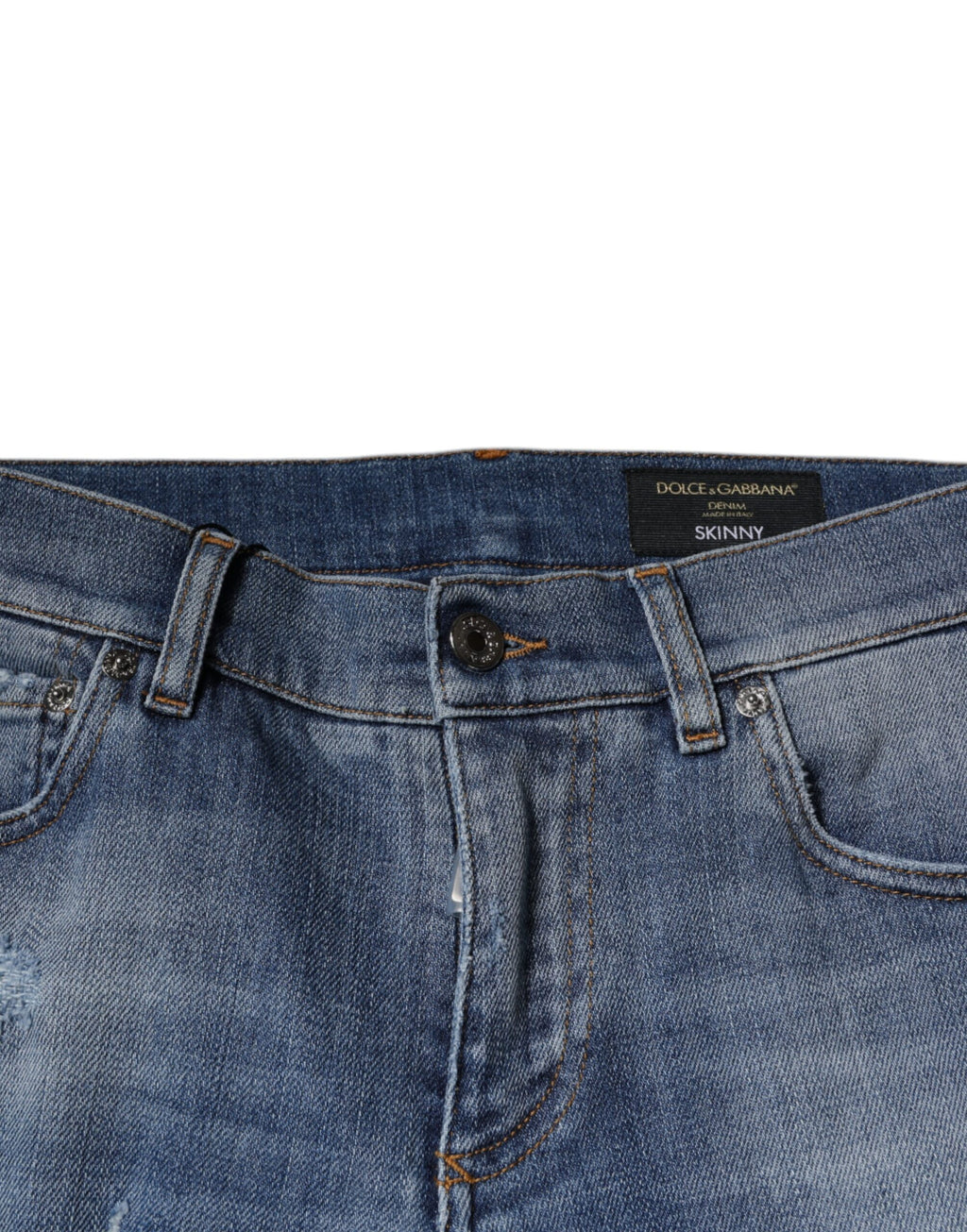 Blaue Used-Stretch-Skinny-Jeans aus Baumwolle