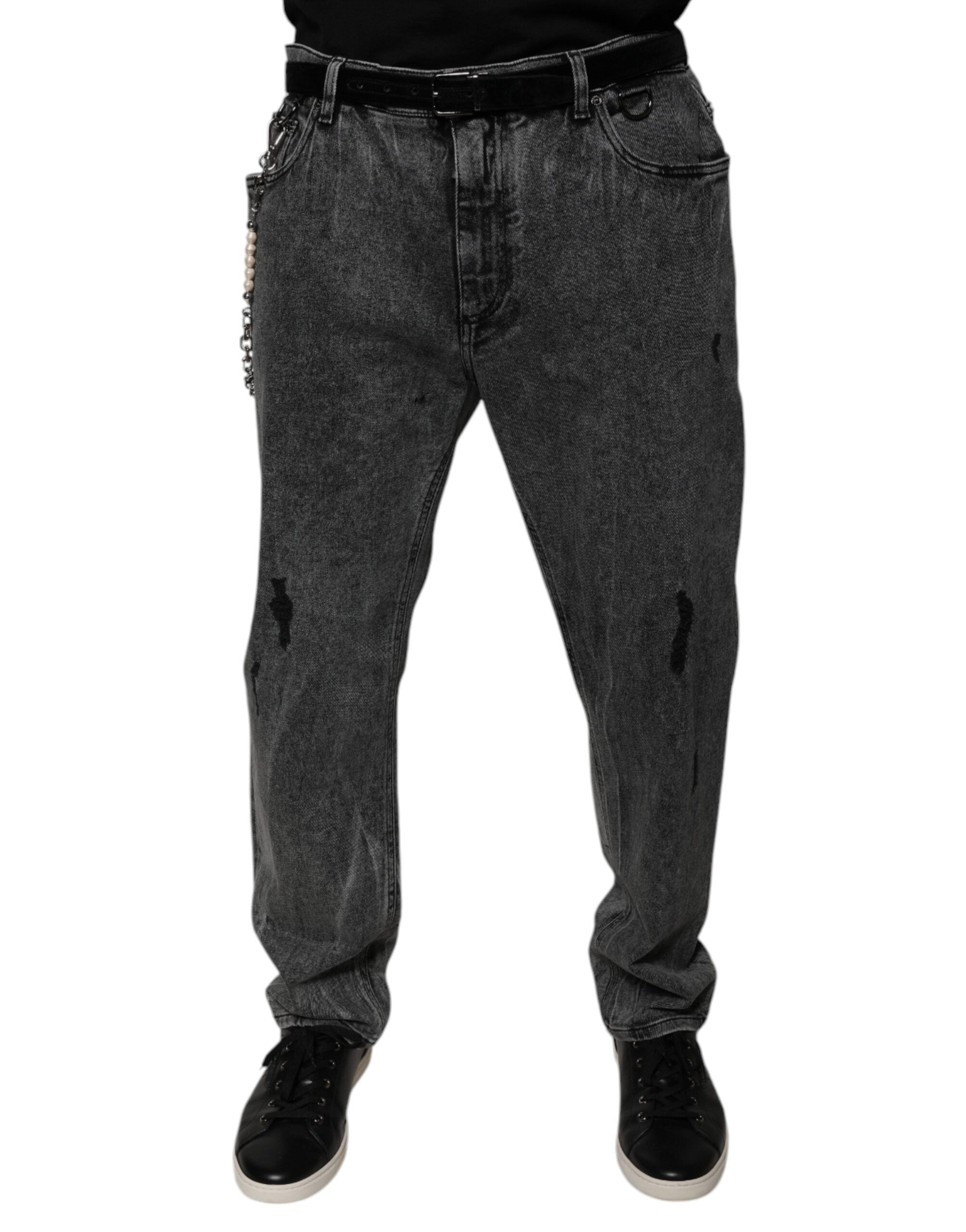 Dunkelgraue Skinny-Jeans aus Baumwolle