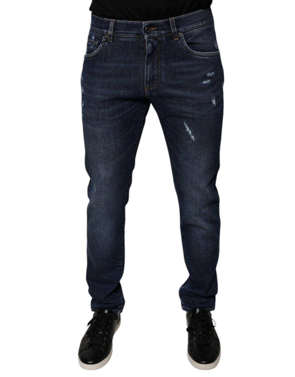 Dunkelblaue Skinny Jeans aus Baumwolle mit Logo