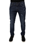 Dunkelblaue Skinny Jeans aus Baumwolle mit Logo
