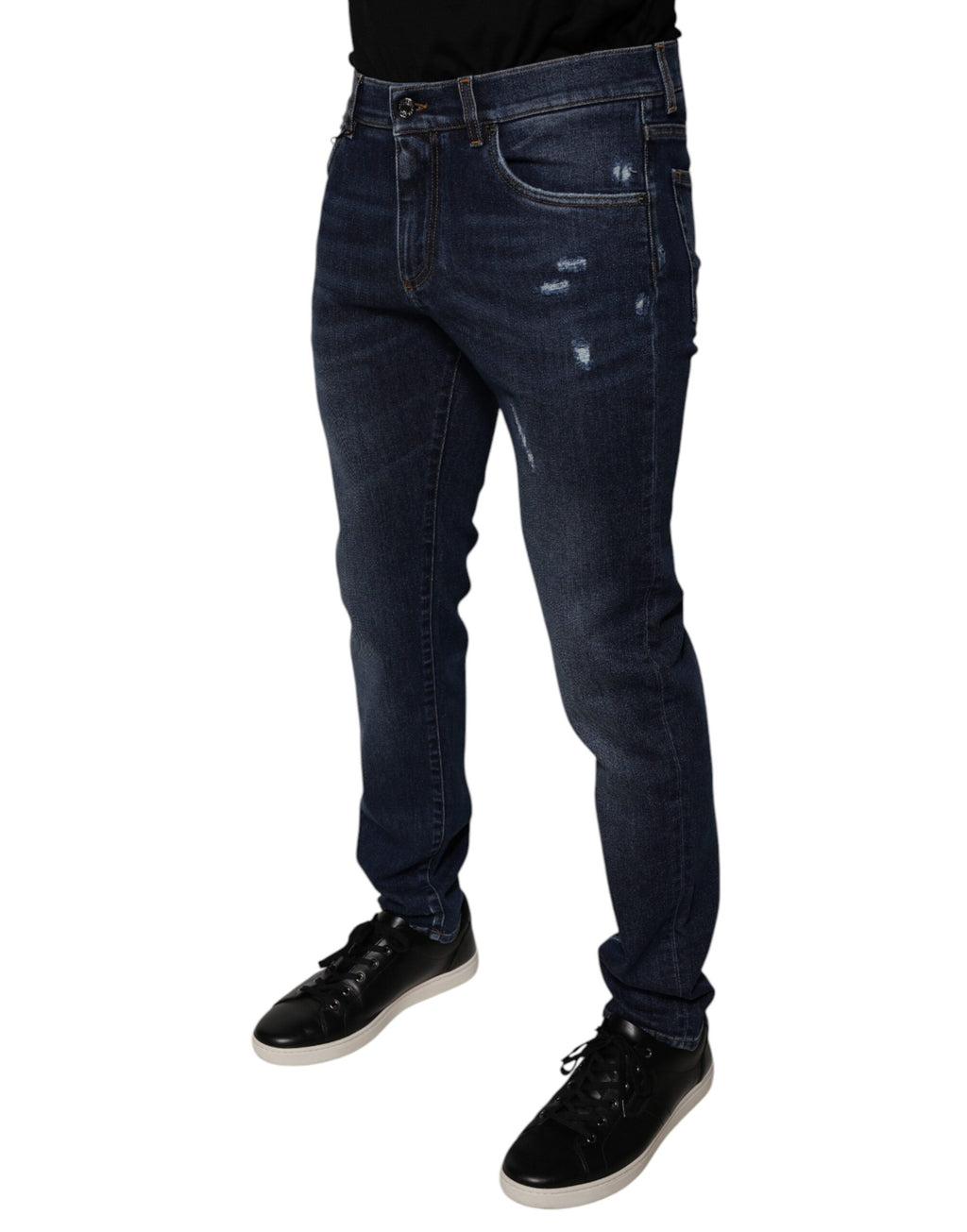 Dunkelblaue Skinny Jeans aus Baumwolle mit Logo