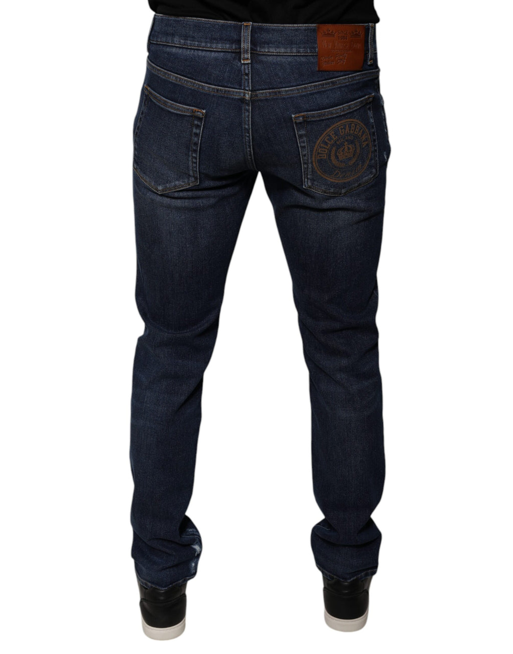 Dunkelblaue Skinny Jeans aus Baumwolle mit Logo
