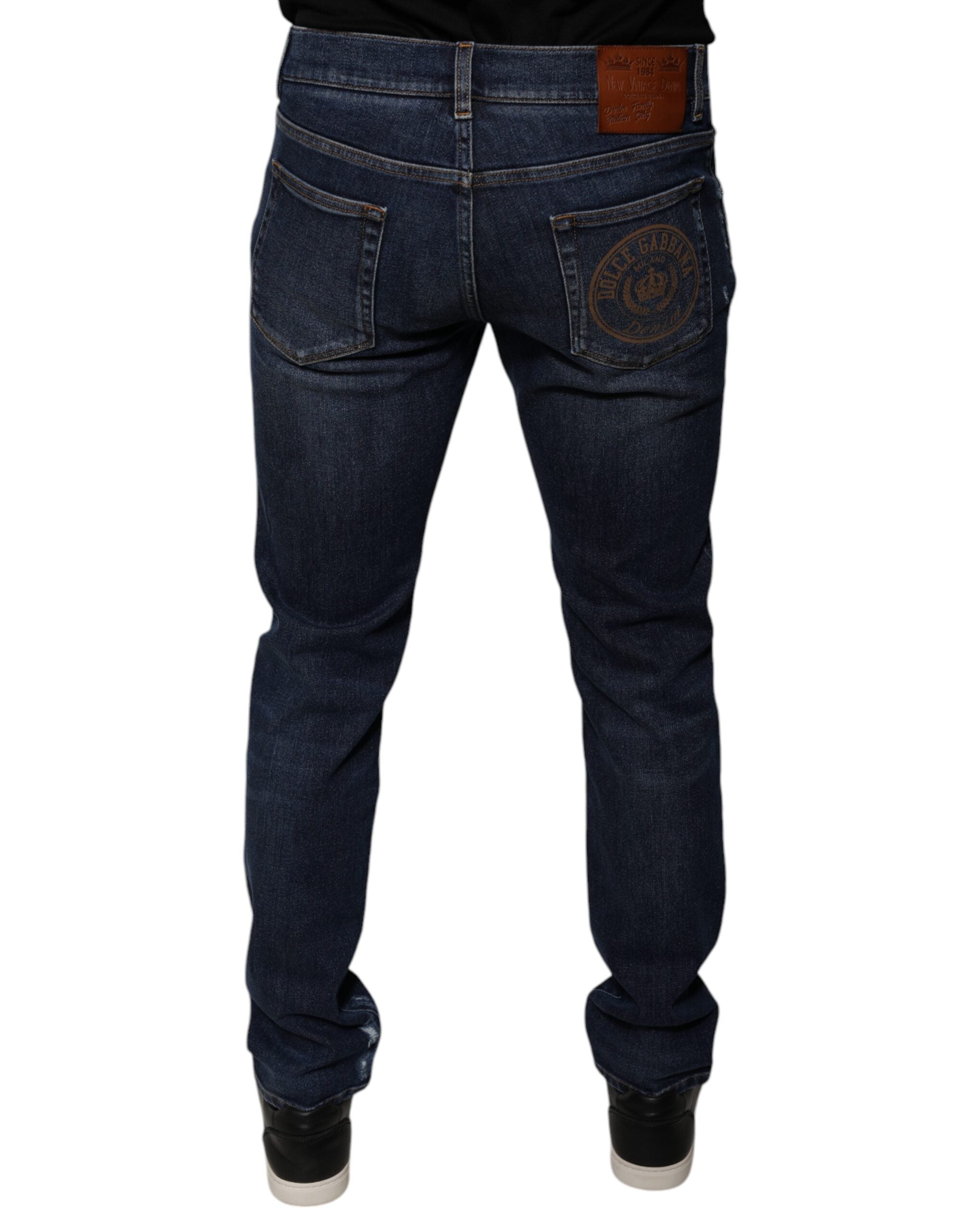 Dunkelblaue Skinny Jeans aus Baumwolle mit Logo