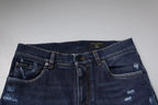 Dunkelblaue Skinny Jeans aus Baumwolle mit Logo