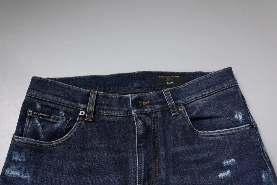Dunkelblaue Skinny Jeans aus Baumwolle mit Logo