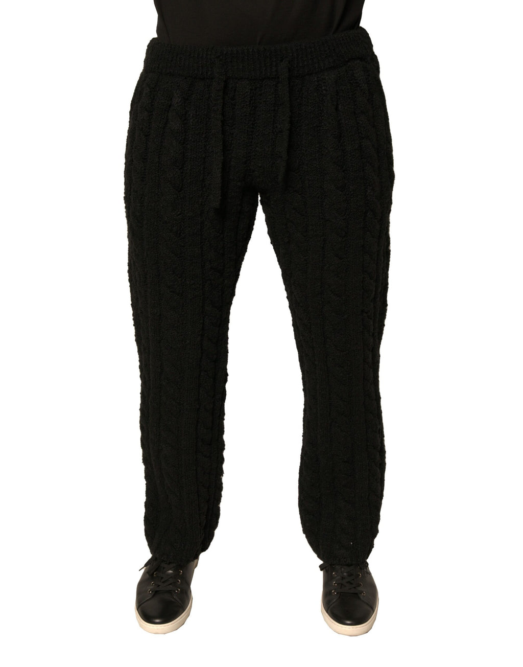 Schwarze Hose aus schmal geschnittenem Strickstoff