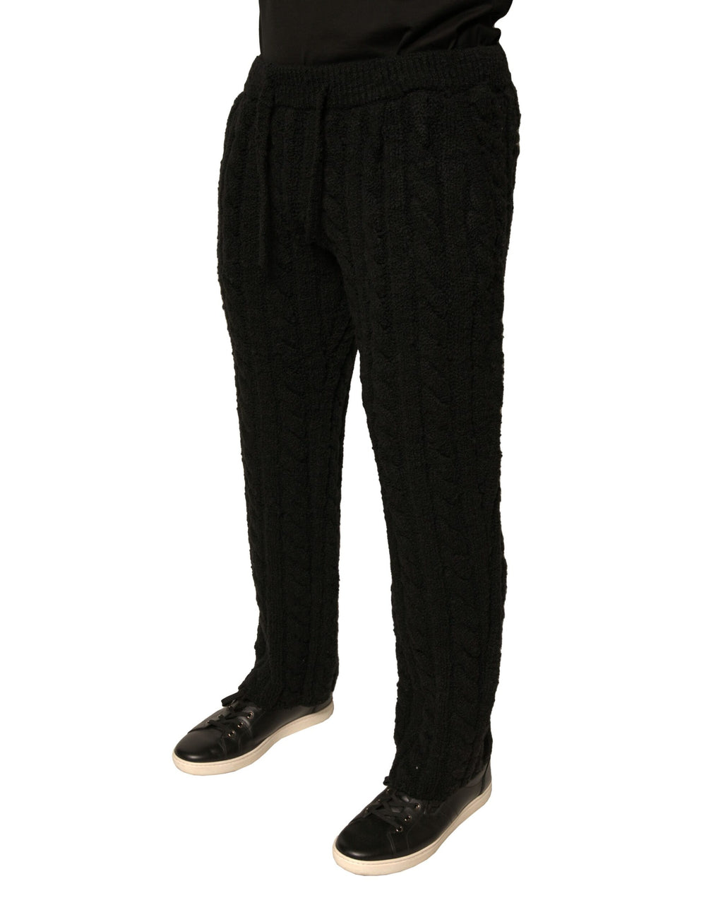 Schwarze Hose aus schmal geschnittenem Strickstoff