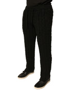 Schwarze Hose aus schmal geschnittenem Strickstoff