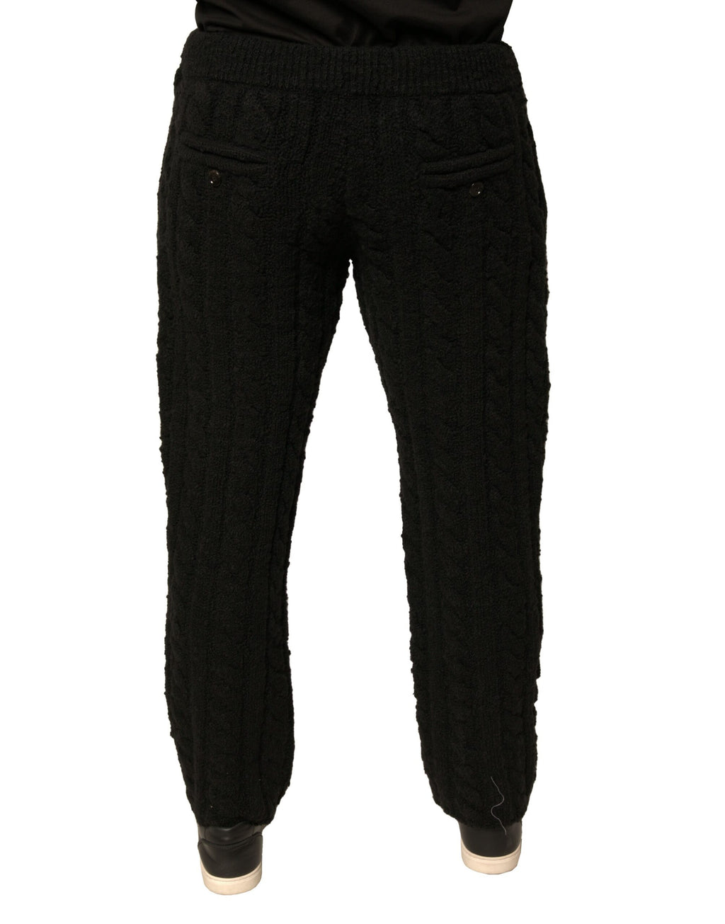 Schwarze Hose aus schmal geschnittenem Strickstoff