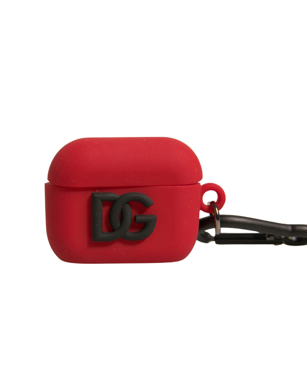 Rote Silikongummi-Airpods-Hülle mit geprägtem Logo