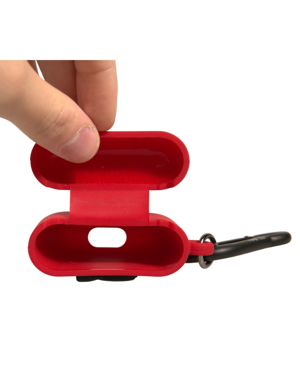 Rote Silikongummi-Airpods-Hülle mit geprägtem Logo