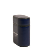 Blue Leather Logo Print Flip Holder Airpods Case