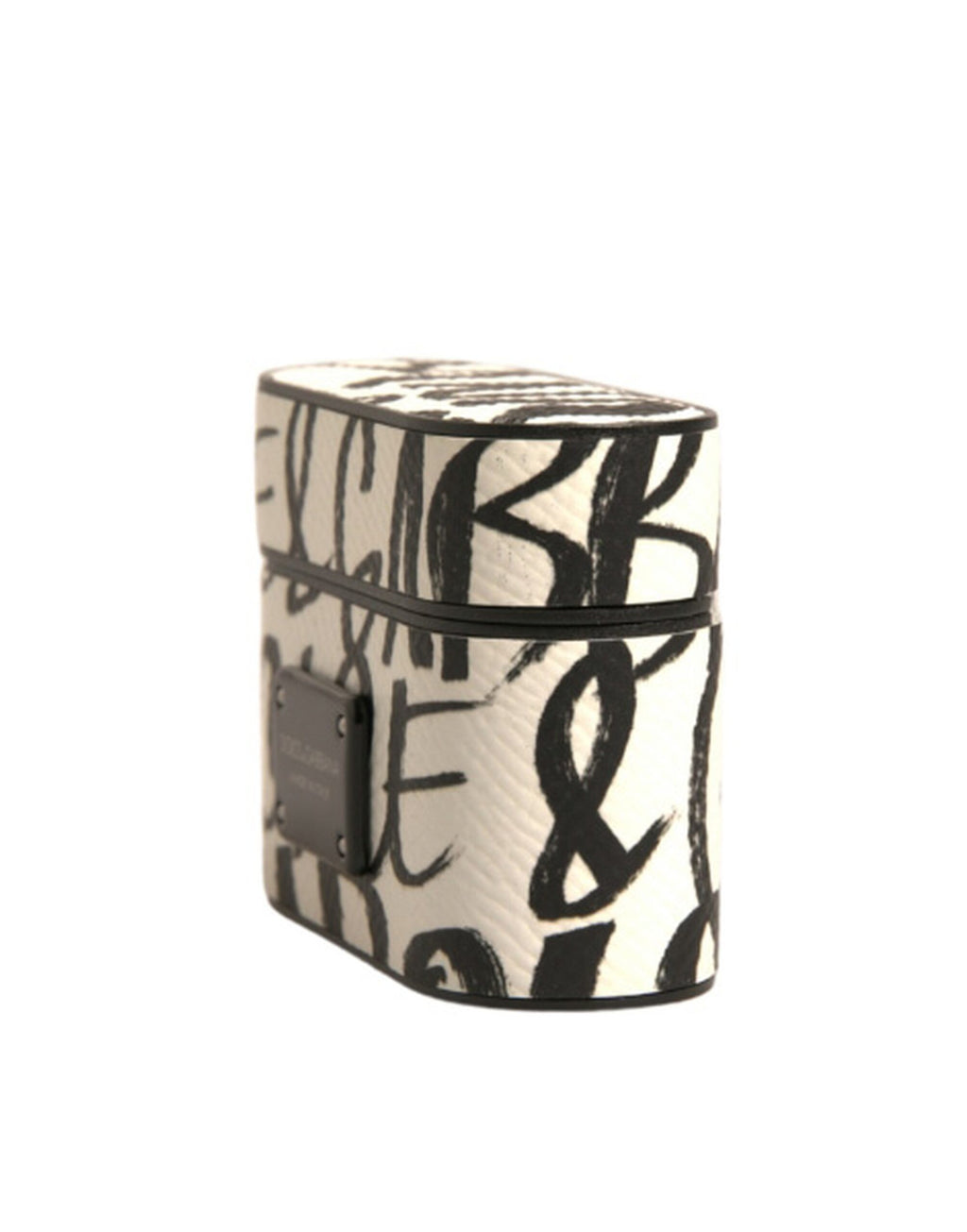 Black White Leather Scribble Embossed Logo AirPods Case
