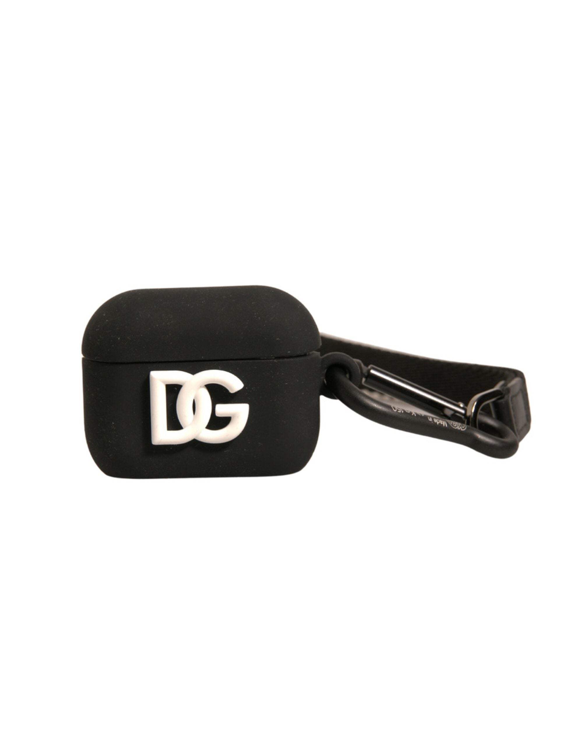 Schwarzes Silikonkautschuk Airpods-Case mit geprägtem Logo