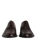 Brown Leather Derby Wingtip Lace Up Formal Dress Shoes