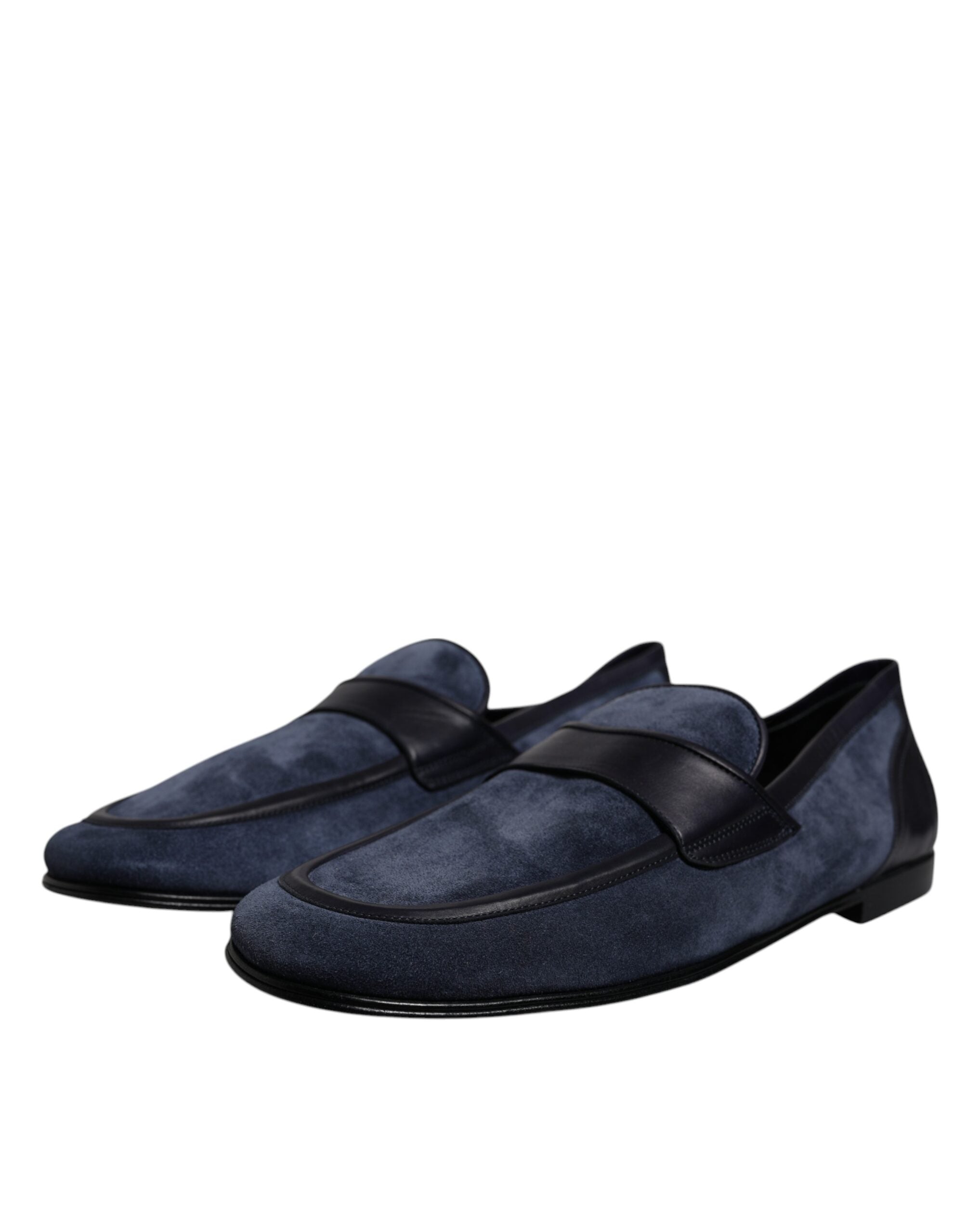 Blue Suede Leather Loafer Moccasin Shoes